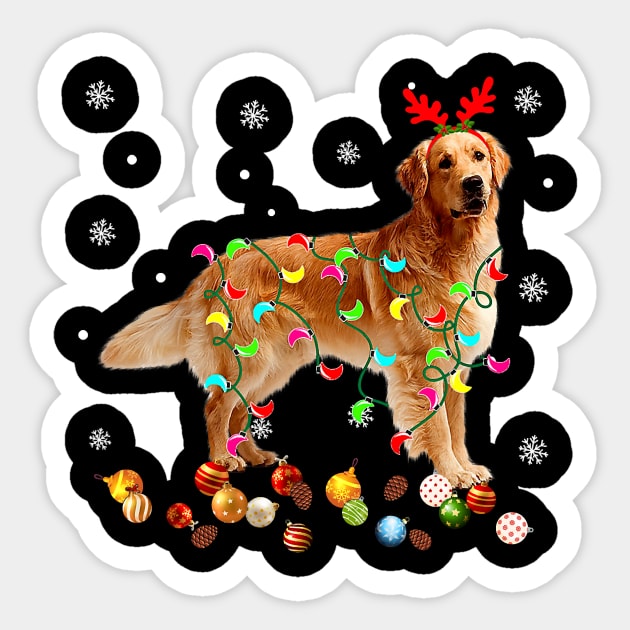 Golden Retriever Christmas Lights Funny Xmas Dog Lover Sticker by eldridgejacqueline